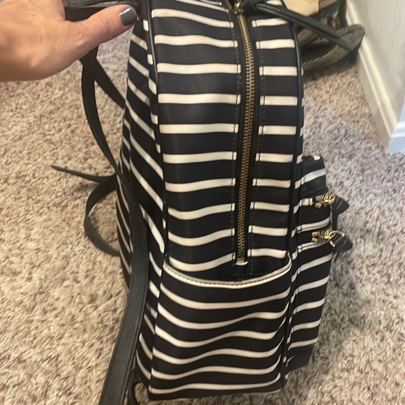 Kate spade backpack purse black and white stripe main image 4